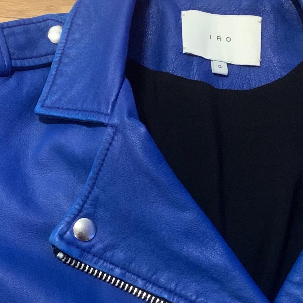 IRO Cobalt Blue Ashville Leather Jacket RARE! 0 - Picture 4 of 8